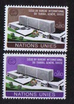 United Nations Geneva  #37-38  MNH 1974 New ILO Headquarters