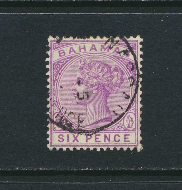 BAHAMAS 1890, 6d WMK CA P14, VF USED SG#54 CAT£38 $50 (SEE BELOW)