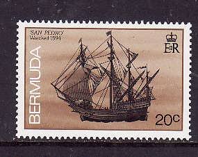 Bermuda-Sc #488-unused NH 20c Shipwreck-San Pedro-1986-