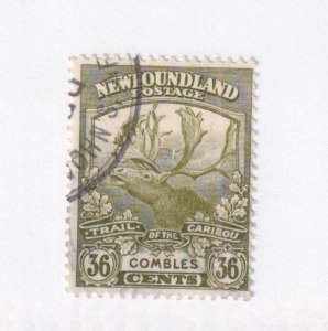 NEWFOUNDLAND # 126 VF-CORNER CANCELLED 36cts TRAIL OF THE CARIBOU COMBLES