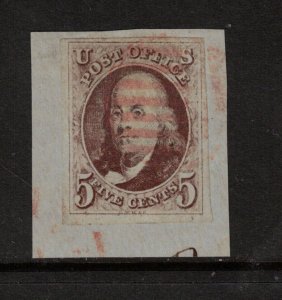 USA #1 Used Very Fine - Extra Fine With Ideal Red Grid Cancel