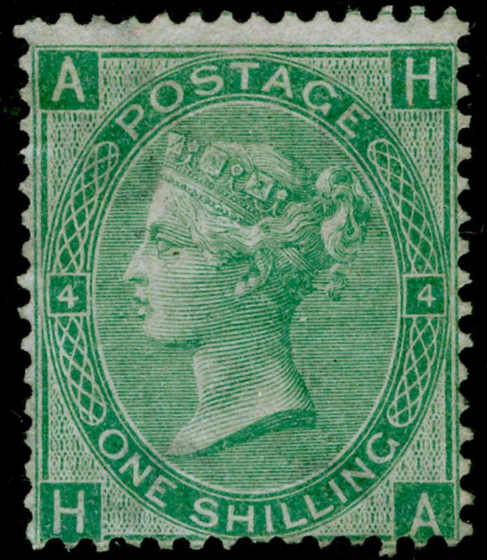 SG101, 1s green PLATE 4, M MINT. Cat £2800. WMK EMBLEMS. HA