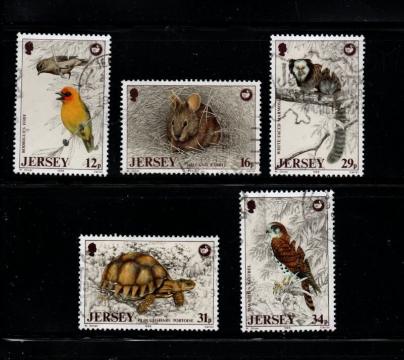 Jersey Sc 456-60 1988 Wildlife Preservation Trust  stamp set used