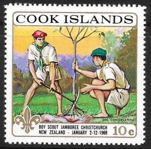 Cook Islands Scott 251 MNH 10c Boy Scout Jamboree issue of 1969, Tree Planting