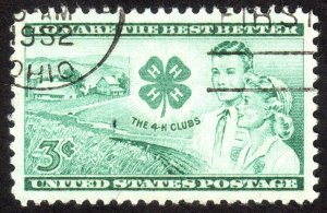 1952, US 3c, 4H Club Issue, Used, Superb, Sc 1005