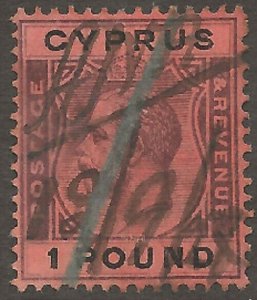 CYPRUS 1924 �1 purple and black on red - 70450