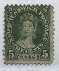 New Brunswick QV 1860 5 cents olive green used