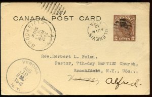 ?Glenevis, Alta. Split ring, 1942 post card to USA, Canada