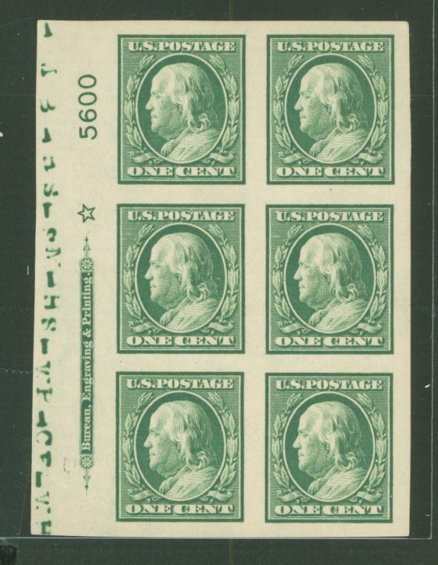 United States #383 Unused Plate Block