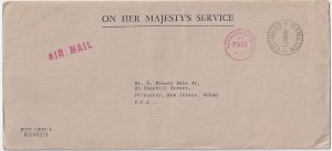 BERMUDA 1971 OHMS OFFICIAL FEE PAID COVER IN RED HAMILTON TO US