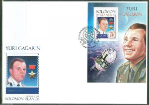 SOLOMON ISLANDS  2014 YURI GAGARIN  SOUVENIR SHEET  FIRST DAY COVER