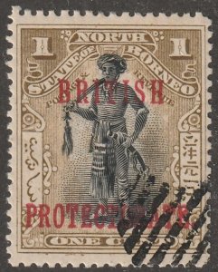 North Borneo, stamp, Scott#105,  used,  hinged,  one cent,