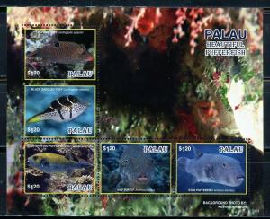 PALAU 2019  BEAUTIFUL PUFFERFISH SHEET OF FIVE MINT NEVER HINGED 