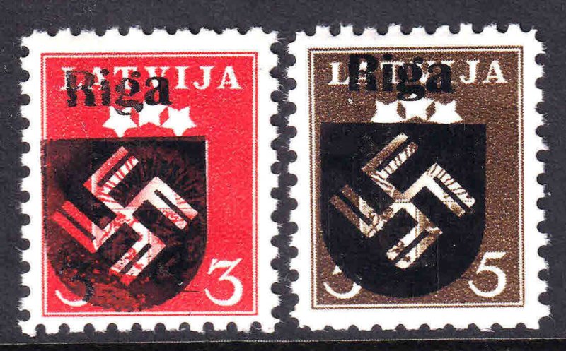 LATVIA 219-220 RIGA OVERPRINTS OG NH U/M VF BEAUTIFUL GUM