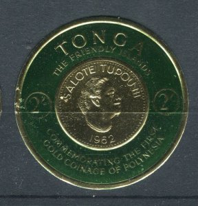 TONGA; 1963 early Gold Coinage issue Mint hinged 2s. value