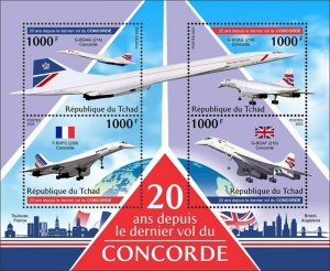 Chad - 2023 Concorde Portrait 20th Anniversary - 4 Stamp Sheet - TCH230124a