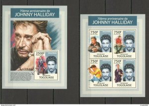 2013 Togo Music Famous People Johnny Halliday Kb+Bl ** Tg733