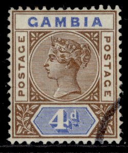 GAMBIA QV SG42, 4d brown & blue, USED. Cat £35.