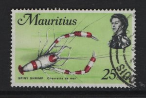 Mauritius  #346  used   1969  marine life  25c