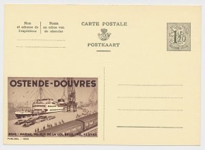 Publibel - Postal stationery Belgium 1952 Ferry boat - Oostende - Dover - Train 