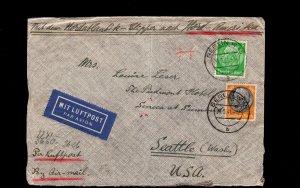 Germany WWII Judaica Berlin Israel Cover Air Mail Frankfort Censored USA 1941 7g