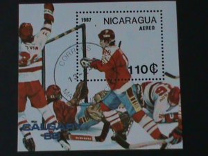 ​NICARAGUA-1987- OLYMPIC GAMES-CALGARY'88- CTO S/S -VERY FINE- FANCY CANCEL