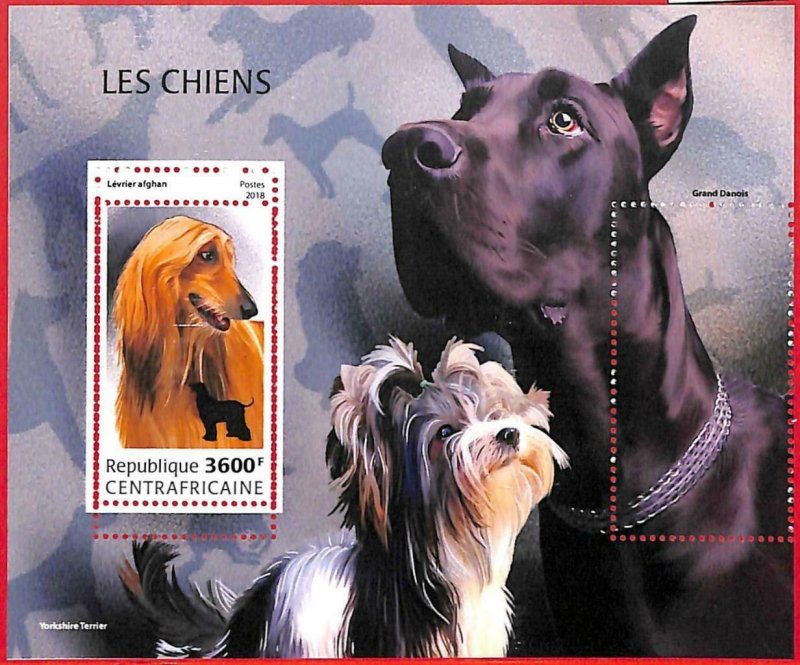 A1608 - CENTRAL AFRICAN - ERROR: MISSPERF S/S - 2018 Dog BREEDS Terrier AFGHAN