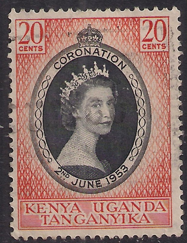 Kenya 1953 QE2 20ct Orange & Black Coronation used SG 165 ( E479 )