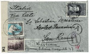 Argentina 1941 Buenos Aires cancel on LATI cover to Italy, re-directed