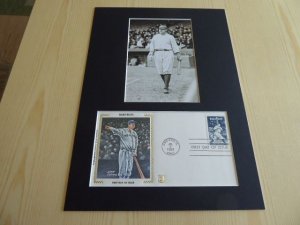 Babe Ruth Baseball USA FDC Cover and mounted photograph mount size A4