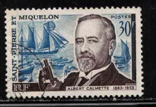 ST PIERRE & MIQUELON Scott # 366 Used 3 - Albert Calmette, Bacteriologist