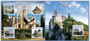 NIGER 2014 2 SHEETS nig14318ab CHATEAUX CASTLES HIBOUX OWLS 