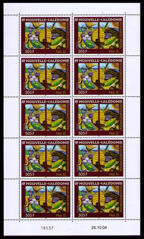 New Caledonia Pacific Painters Sheetlet of 10v issue 2004 SG#1338 MI#1349