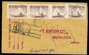 ?LITTLE SHEMOGUE, N.B. Keyhole Registration handstamp 1965 KAYAKx4 cover Canada