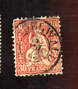 SWITZERLAND #46 USED FVF LG THIN Cat $48