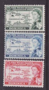 Dominica-Sc#161-3- id9-unused NH West Indies Federation-Maps-Omnibus set-QEII-1