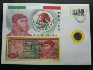 Mexico 1998 Flag Famous FDC (banknote coin cover) *3 in 1 *rare