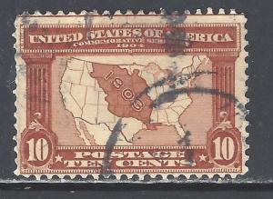 #327 US 10 CENT DARK RED BROWN MAP-USED-N/G-FINE