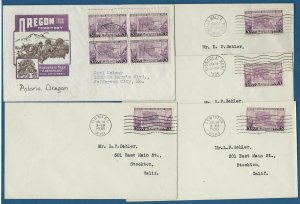 United States Scott 783 Oregon Territory - set of 5 FDC's Complete 7/14/36 towns