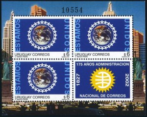 Uruguay 1953a 3/label sheet, MNH. We Are United,2002.