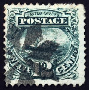 #117 12c Green 1869 VF Used Geometric Cxl