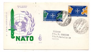 Italy FDC Venetia 1959 NATO Traveled Racc. for Italy