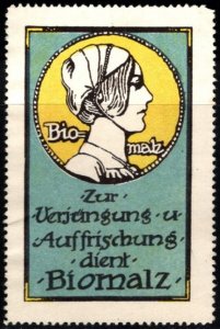 Vintage Germany Poster Stamp Biomalz Organic Malt For Rejuvenation Refresher