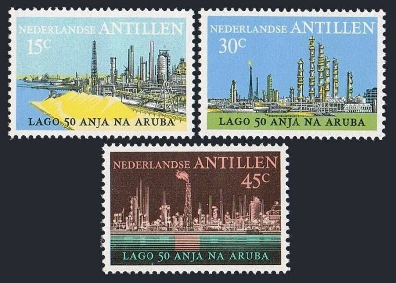 Neth Antilles 361-363,MNH.Michel 284-286. Oil Industry in Aruba,50th Ann.1974.