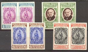 PARAGUAY #378-81 var Mint NH - 1940 Centenary Set, Imperf