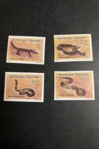 Togo 1567-70 imperf set of stamps lizard