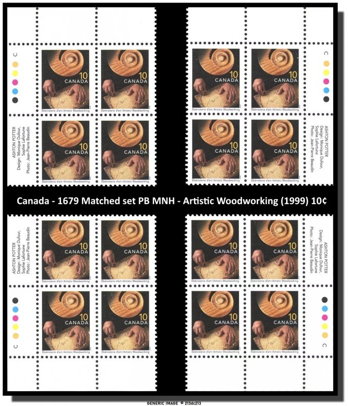 Canada - 1679 Matched set PB MNH - Artistic Woodworking (1999) 10¢