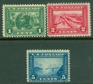 EDW1949SELL : USA 1913 Scott #397-99 Mint Original Gum Lightly Hinged. Cat $101.