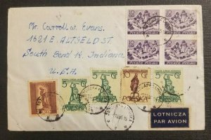 1955 Airmail Cover Trzcianka Lubuska Poland to South Bend Indiana