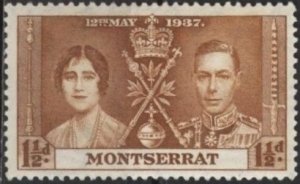 Montserrat 90 (mh) 1½p George V coronation issue, brn (1937)